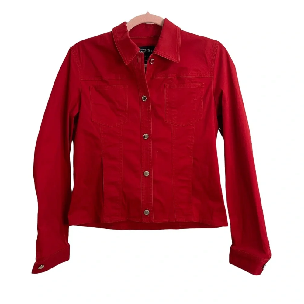 Jones New York Button Up Red Jacket